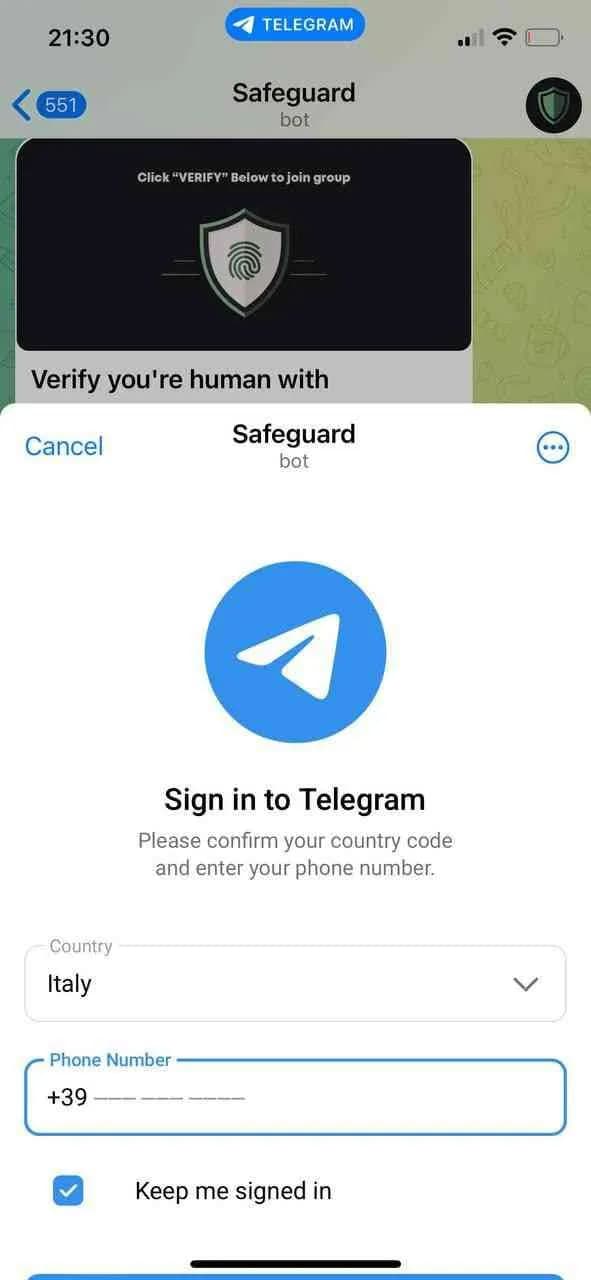 Telegram Safeguard Scam Illustration